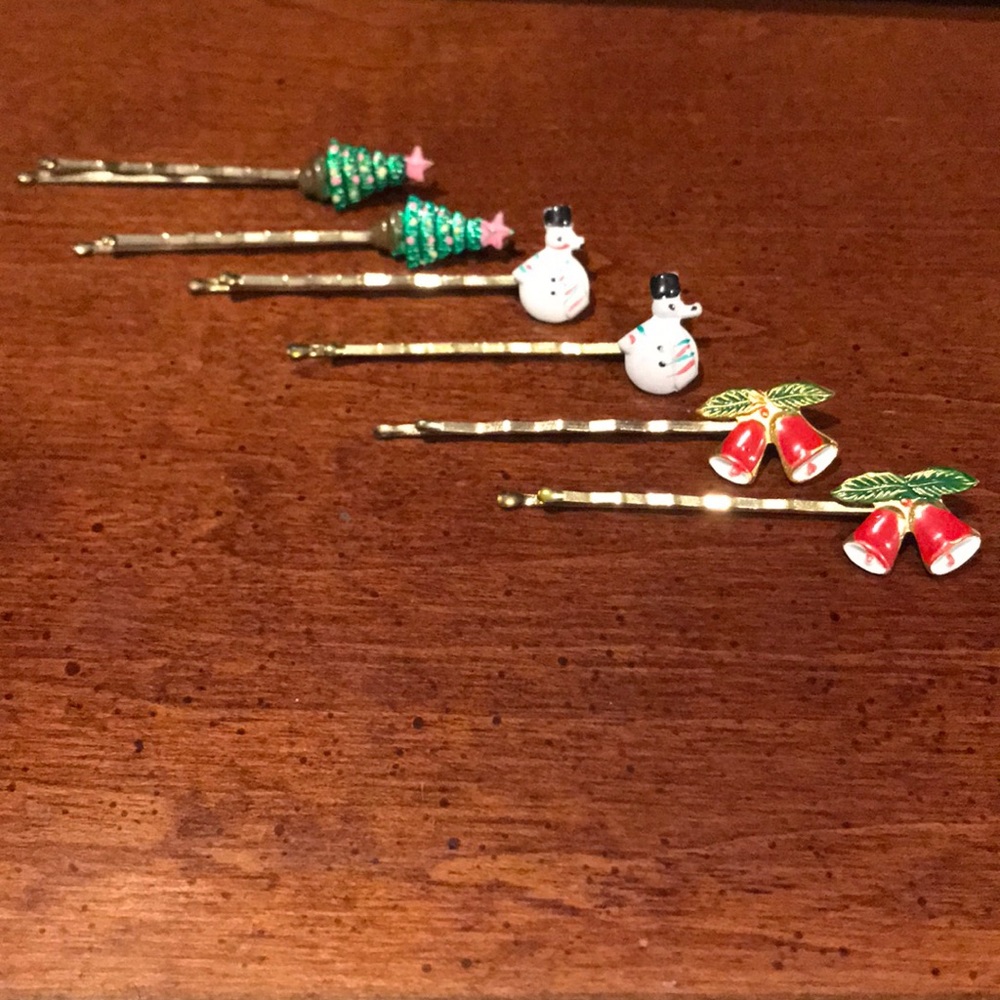 Vintage Christmas Holiday Bobby Pins Set of 6